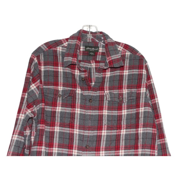 Eddie Bauer Men's Flannel Button Up Shirt Chest Pocket Red & Gray Size L - Picture 3 of 6